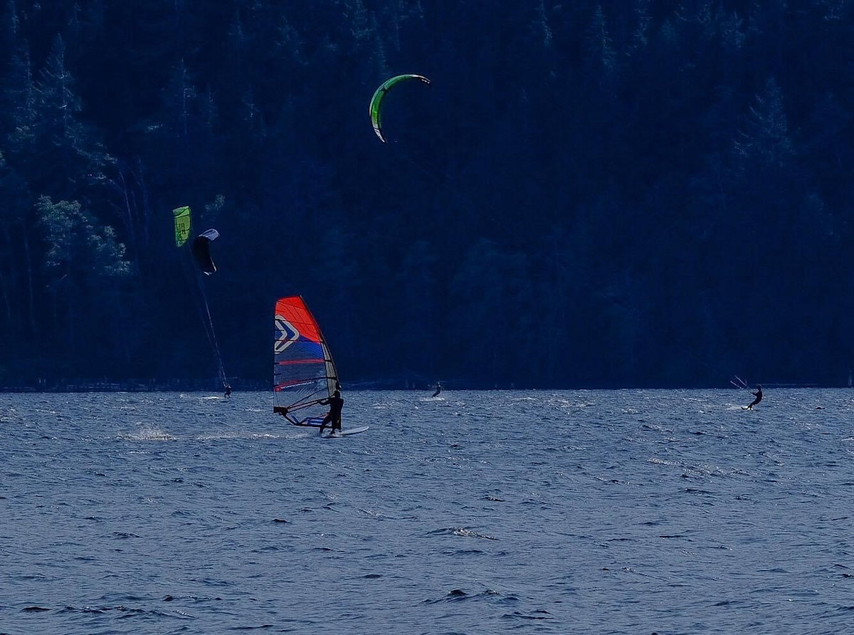Windsurfing and kiteboarding on Nimpkish Lake